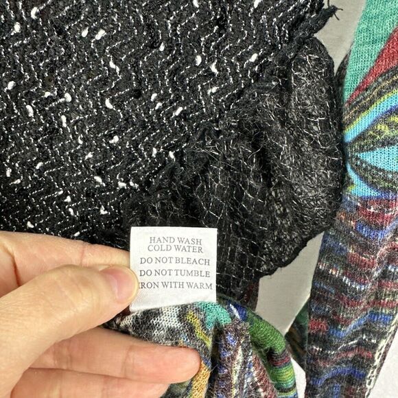 Adore Artsy Mixed Media Patchwork Textured Long Sleeve Tunic Top Womens Size M - Picture 13 of 13